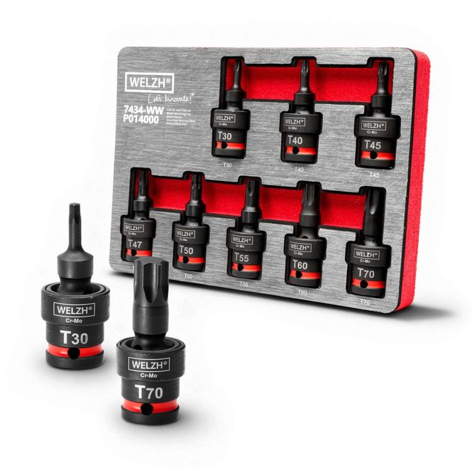 Hovedbilde 8 stk Torx piper med ledd og kraft T30-T70 7434-WW