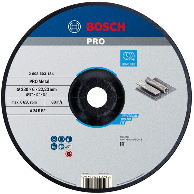Hovedbilde Bosch Slipeskive Metall 230x6mm krum STD