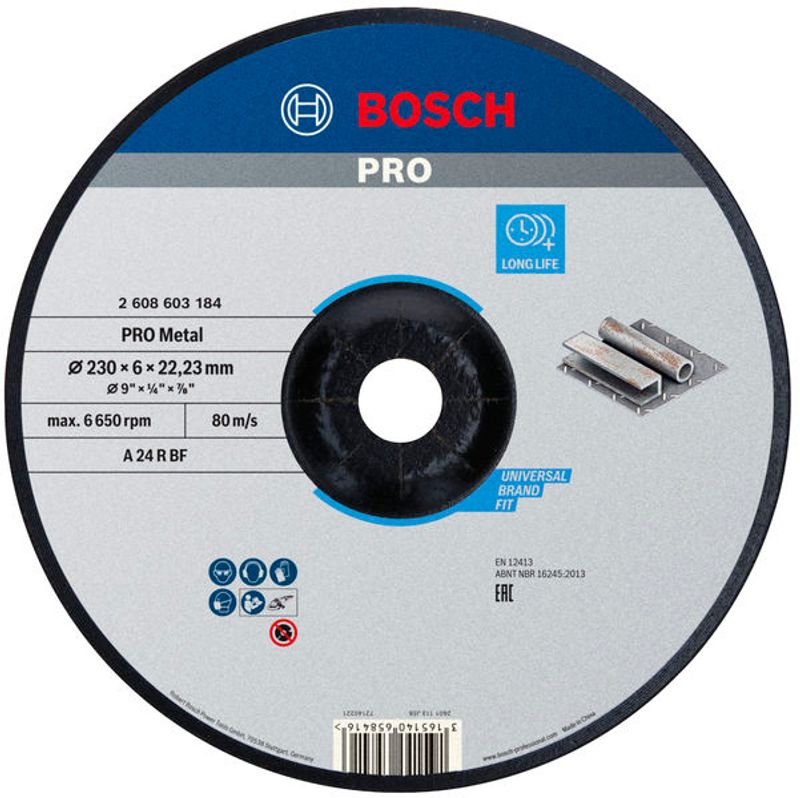Bosch Slipeskive Metall 230x6mm krum STD