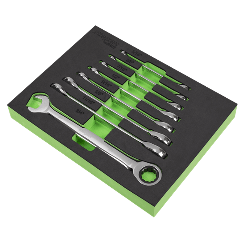 Kombinasjonsskrallenøkkelsett med tommer 8 deler S0984