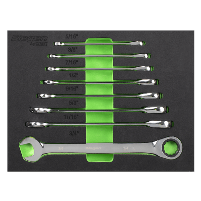 Kombinasjonsskrallenøkkelsett med tommer 8 deler S0984