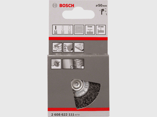 Hovedbilde Bosch Konusbørste Bølget 50mm Stål 6mm