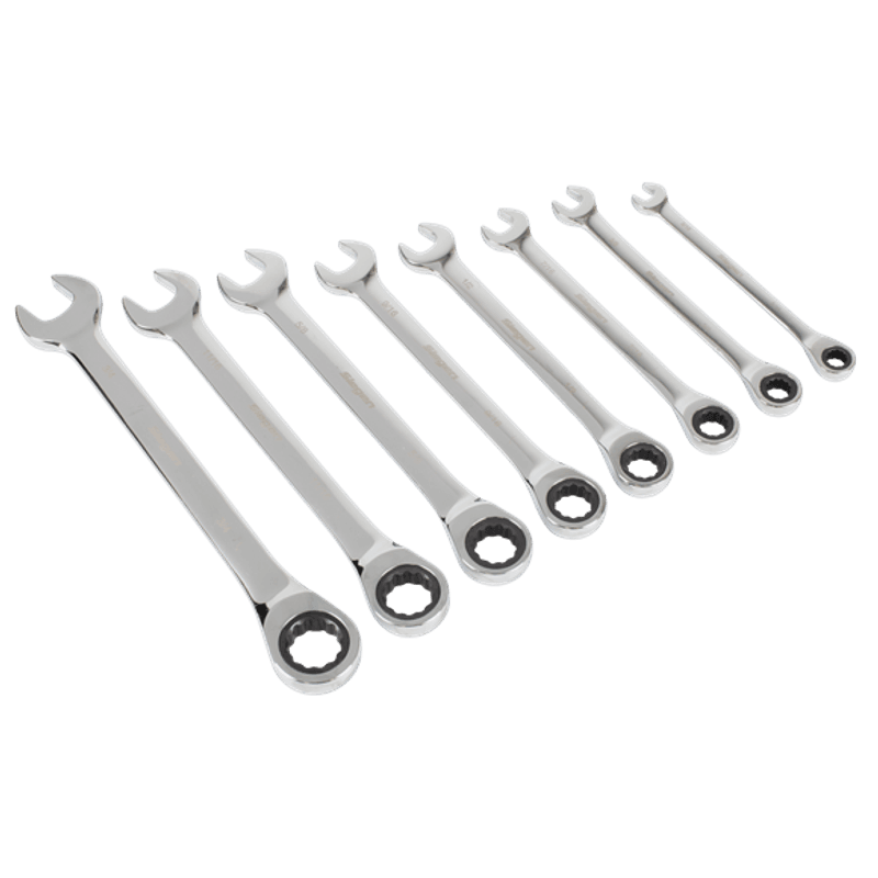 Kombinasjonsskrallenøkkelsett med tommer 8 deler S0984