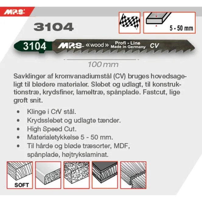 Hovedbilde Stikksagblad 3104 100mm CrV