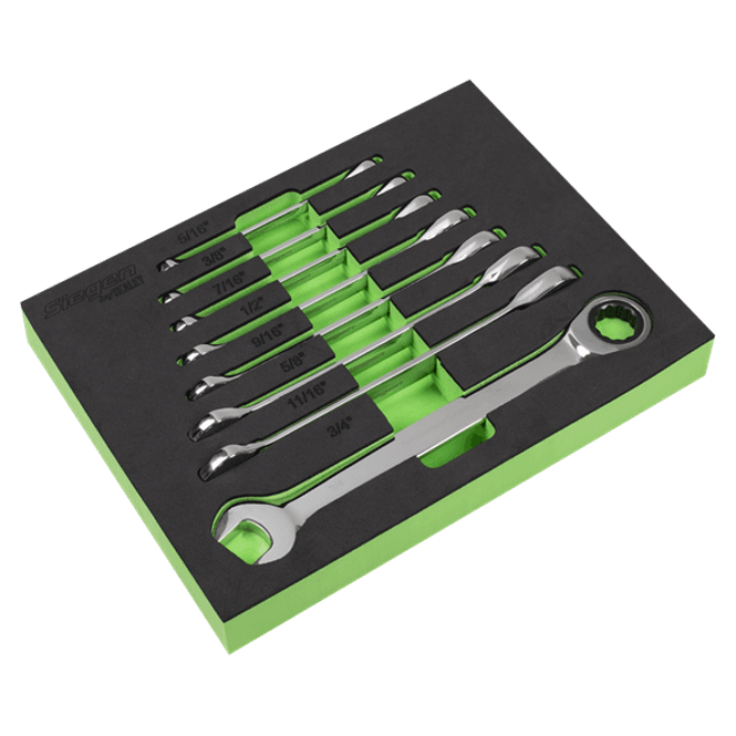 Hovedbilde Kombinasjonsskrallenøkkelsett med tommer 8 deler S0984